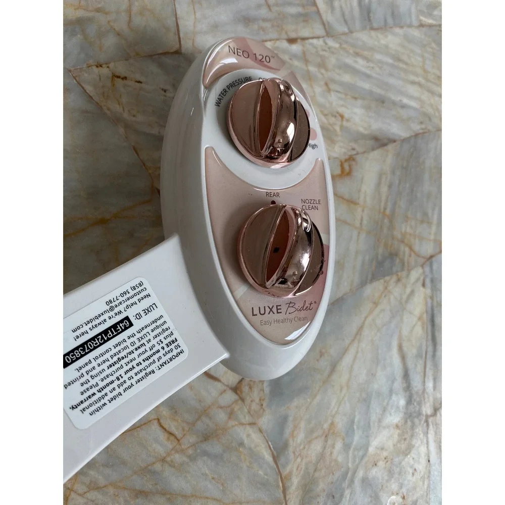 LUXE Bidet Neo 120 Non-Electric Bidet Toilet Attachment White Rose Gold